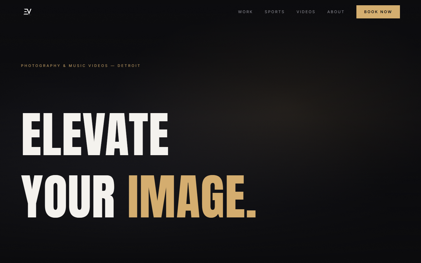 Elevated Visualz website — homepage screenshot
