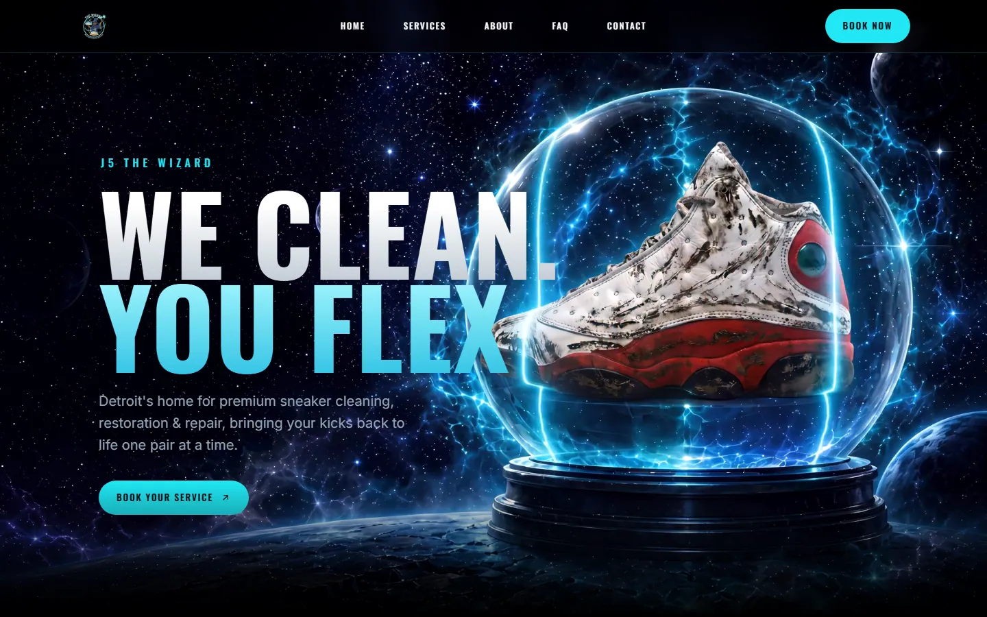 J5 The Wizard website, homepage screenshot